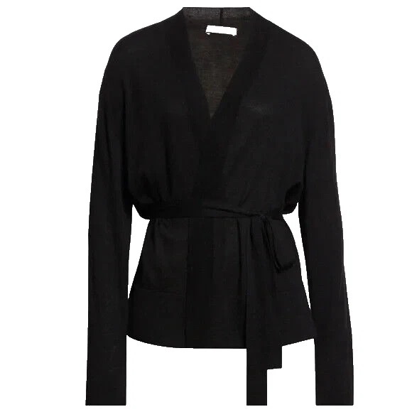 NWOT VINCE Wool & Cashmere-blend Belted Sweater In Black Size XXS - Picture 2 of 9